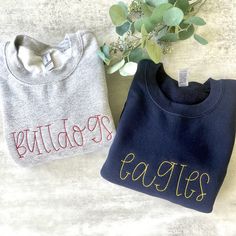 Trending Embroidered Sweatshirts, Womens Embroidered Sweatshirt, Football Embroidered Sweatshirt, Embroidered School Sweatshirt, Sporty Embroidered Long Sleeve T-shirt, Sporty Embroidered Crew Sweatshirt, Sporty Long Sleeve Embroidered T-shirt, Sporty Embroidered Sweatshirt For Sports Season, Embroidered Cotton Sweatshirt For Sports Season