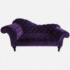 a purple couch sitting on top of a table