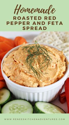 Homemade roasted red pepper and feta spread in a bowl ready to serve. Feta Spread, Feta Cheese Dip, Vegetarian Appetizers Easy, Pita Sandwich, Baked Bread, Savory Appetizer, Slider Recipes, Roasted Red Pepper