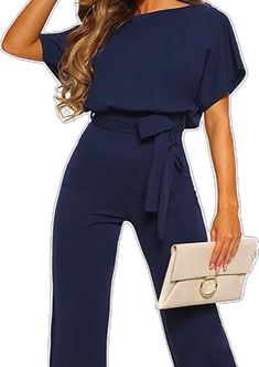 Blue Stretch Jumpsuits And Rompers For Work, Blue Short Sleeve Jumpsuit For Night Out, Blue Short Sleeve Jumpsuits And Rompers For Night Out, Pants Outfit For Women, Jumpsuits For Women Casual, Wedding Celebration Party, Pant Outfits For Women, Cocktail Jumpsuit, Ruffles Sleeves