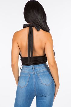 A crop top featuring a back-tie halter strap that crosses at the neck, fitted bodice, cropped length and luxe plisse fabrication.Fabric: 100% Polyester Made in: Los Angeles, USA Size Bust Waist Hips XS 32 24 - 25 33 - 34 S 34 - 35 26 - 27 35 - 36 M 36 - 37 28 - 29 38 - 40 L 38 - 39 30 - 31 42 - 44 Chic Crop Top With Built-in Bra And Strappy Back, Trendy Evening Halter Neck Top, Summer Evening Halter Crop Top, Triangle Halter Top With Tie Back For Night Out, Chic Stretch Halter Top With Built-in Bra, Tie Back Triangle Halter Top For Night Out, Summer Evening Crop Top Halter Top, Chic Triangle Crop Top With Built-in Bra, Triangle Tie Back Halter Top For Night Out