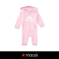 in stock Casual Pink Onesie For Winter, Casual Winter Pink Onesie, Casual Pink Winter Onesie, Casual Pink Hooded Onesie, Adidas Baby, Set Outfit, Girls Long Sleeve, Baby Toys