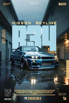 the poster for nissan skyline r34