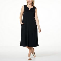 Comfort Code Stretch Jersey Knit Midi Lounge Dress  Chic and simple, this comfy lounge dress is a look you'll love for at-home chilling, weekend errand-running and more off-duty occasions. Casual V-neck Lounging Dress, Black Relaxed Fit Dress For Loungewear, Comfortable Lounging Dresses For Spring, Black Summer Lounging Dresses, Casual Spring Lounging Dress, Spring Casual Lounging Dresses, Holiday Organization Storage, Holiday Storage, Comfy Lounge