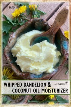 Whipped Moisturizer, Dried Dandelion, Dandelion Oil, Coconut Oil Moisturizer, Whipped Coconut Oil, Homemade Lotions, Dandelion Flowers, Coconut Oil For Acne, Salve Recipes