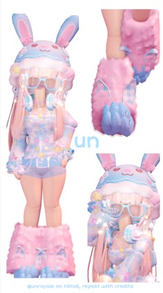 remake of an older outfit :P Royal High Swimming Outfits, Roblox Royale High Outfit Ideas, Royale High Duo Outfits, Bunny Slippers Royale High, Royale High Pink Outfits, Sims 4 Clothes Kawaii, Sims 4 Bunny Outfit, Ice Fairy Royale High