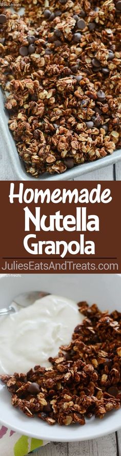 homemade nutella granola with yogurt and chocolate chips