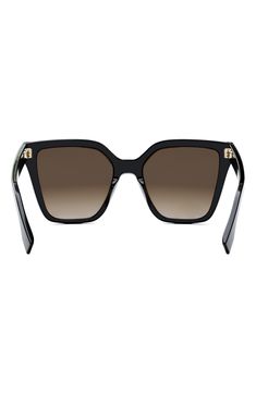 Angular square frames elevate smart Italian-made sunglasses fitted with gradient, UV-protective lenses. 55mm lens width; 18mm bridge width; 140mm temple length 100% UV protection Acetate Made in Italy Designer Sunglasses With Gradient Square Frame, Designer Sunglasses With Square Frame And Gradient Lenses, Geometric Sunglasses, Gradient Brown, Black Gradient, Square Frames, Uv Protection, Temple, Lenses