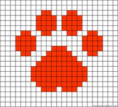 an orange and white cross stitched pattern with squares in the shape of heart shapes