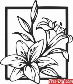 a black and white drawing of a flower