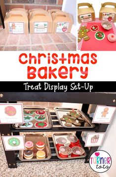 christmas bakery treat display set - up with free printables