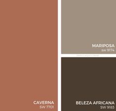 the color palettes for marposa, cayenna and sweet brown paint