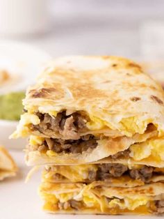 two quesadillas stacked on top of each other