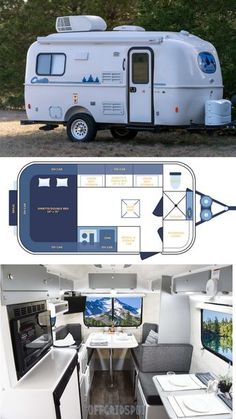 the interior and exterior of an rv