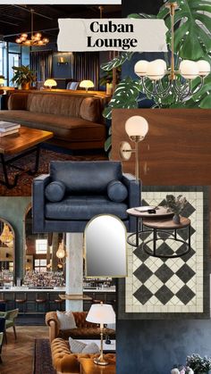 a collage of photos with furniture and decor