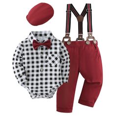 PRICES MAY VARY. High-quality material: The baby boy clothes is made of cotton blend, soft to the touch, comfortable and skin-friendly, no harm to the skin of the baby boy, handsome and attractive. Beautiful design: Baby boy outfit is designed for little gentleman, dress shirt with bow-tie and long pants make for baby boys, solid color/plaid tops with unique pleated design, beret very comfortable for your infant boy. Size: The cute baby boy suit have 4 sizes, newborn baby boy 0-3 months, baby boy suit 3-6 months, baby boys gentleman clothes 6-12 months, boys tuxedo suit 12-18 months, toddler Wedding suits 18-24 months. Occasions: Tuxedo designed suitable for baptism, pageant, party, wedding, church, cocktail party or birthday. Adorable beret with bow tie design, look more gentleman and fas Boys Tuxedo, Gentleman Outfit, Bodysuit Shirt, Bowtie And Suspenders, Boys Long Sleeve Shirts, Infant Boy, Suspender Pants, Navy Blue Pants