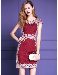 Burgundy Formal Embroidered Bodycon Cocktail Dress For Weddings Burgundy Dress Formal, Simple Cocktail Dress, Blush Wedding Gown, Dress For Weddings, Wedding Gown Backless, Modest Wedding Gowns, Spring Wedding Dress, Bodycon Cocktail Dress, Long Cocktail Dress