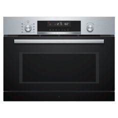 a stainless steel oven with an electronic clock on the front and side panel, built - in