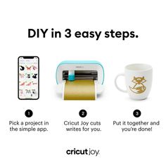 the instructions for how to use a cricut joy machine in 3 easy steps