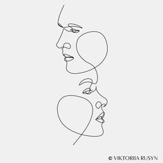 two faces are shown in one line