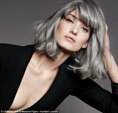 The usual estimate is that well over 70 per cent of grey-haired women in this country, are... Pepper Hair, Bob Straight, Salt And Pepper Hair, Medium Bob