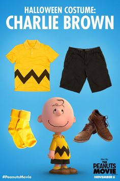 the peanuts movie poster for charlie brown's halloween costume, which includes clothes and shoes