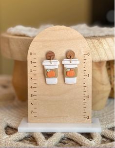 Pumpkin Coffee Lovers Clay Earrings - Wood Stud-Earrings-Dear Me Southern Boutique, located in DeRidder, Louisiana Thanksgiving Polymer Clay Earrings, Shipping Packages, Pumpkin Coffee, Earrings Wood, Wood Studs, Please Stop, Christmas Coffee, Pumpkin Spice Latte, Handmade Polymer Clay