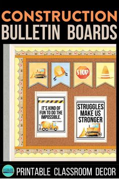 a bulletin board with construction bulletins on it and the words, construction bulletin boards