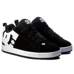 Looking for a fresh pair of kicks to take your sneaker game to the next level? Look no further than the stylish and durable DC Court Graffik Sneakers in Black.  Crafted with premium materials, these sneakers offer both comfort and toughness, making them perfect for anyone who loves to skate or wants to rock a bold and unique look. The sleek black on white colorway is perfect for anyone that prefers a monochromatic look.  Specs: Large embroidered quarter logo Mesh lining Metal eyelets Ventilation Dc Court Graffik, Dc Shoes Men, Shoes Low Top, Skater Shoes, Pretty Shoes Sneakers, Cute Nike Shoes, Cute Nikes, Swag Shoes