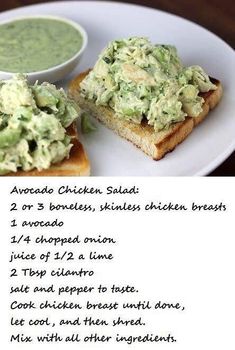 the recipe for avocado chicken salad on toasted bread