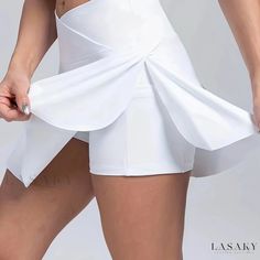 Lasaky - Premium Plus Size Sports Skort for Women - Solid High Waisted Split Mini Tennis Skirt with Built-in Shorts and Convenient Phone Pockets Mini Tennis Skirt, Tennis Skirt, Autumn Summer, Tennis, Active Wear, Built In, Split, Color White, Solid Color