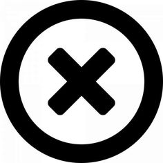 a black and white circle with an x in it