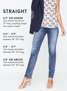 your-guide-to-denim-inseams-36520 Straight Leg Jeans Outfits, Stitch Fit, Stitch Fix Outfits, All Jeans, Short Torso, Stitch Fix Stylist, Perfect Jeans, Clothing Hacks, Petite Fashion