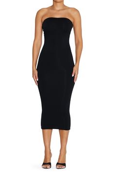 Make the sleekest possible statement in this strapless tube dress that skims your every inch. This form-fitting essential is made from the label's signature NW fabric, which is double lined, has four-way stretch, comfortable compression and a subtle crepe texture. 43" length (size Medium) Strapless Lined 95% viscose, 5% spandex Hand wash, line dry Imported Wolford Fatal Dress, Strapless Tube Dress, Ribbed Tank Dress, Best Summer Dresses, White Linen Dresses, Naked Wardrobe, Thai Dress, Applique Dress, Maxi Dress Cotton