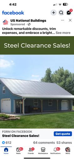 an ad for a steel clearance sale with the words,'us national buildings unlock remarkable discount