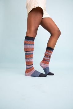 Boho Stripe Boot Socks Socks Leto Collection One Size Gray Cozy Love, Tabi Socks, Enjoy Winter, Comfy Socks, Free Spirit Style, Crochet Socks, Over The Knee Socks, Favorite Boots, Boho Patterns