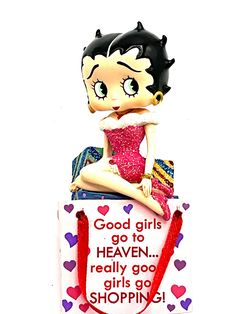 Gorgeous collectible Betty Boop good girls go to heaven, shopping, by Danbury Mint, ring. Plastic Canvas Betty Boop Clock, Plastic Canvas Betty Boop Clock Patterns, Betty Boop Quotes, Good Girls, Danbury Mint, Christmas 2024, Miniature Figurines, To Heaven, Silver Spring