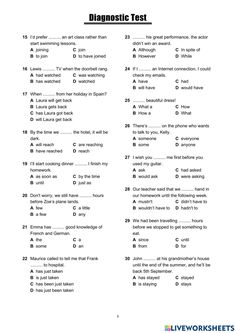 a printable worksheet with the words'diagnotic test'on it