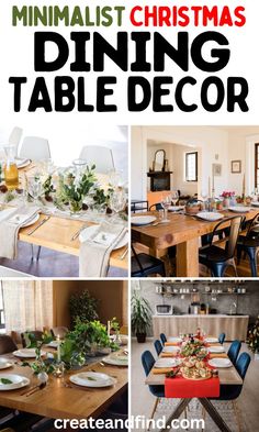 Christmas dining table decor, centerpieces, and place settings. Minimalist Christmas, Christmas Dining