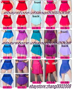 the different types of skirts are shown in multiple colors, and there is no image to describe