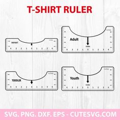 three rulers with the words t - shirt ruler on them