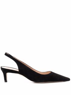 Black suede/leather Stuart 60mm slingback pointed-toe pumps from STUART WEITZMAN featuring pointed toe, slingback strap and low heel. | Stuart Weitzman Stuart 60mm slingback pointed-toe pumps Stuart Weitzman Shoes, Summer Beach Wear, Flat Boots, Slingback Pump, Ballet Flat Shoes, Pump Sandals, Lady Dior, Black Pumps, Sandals Summer