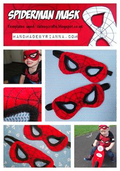 the spiderman mask has been made with felt and is ready to be used as a costume