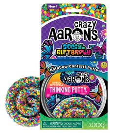 crazy aaron's rainbow confetti puffy thinking putty