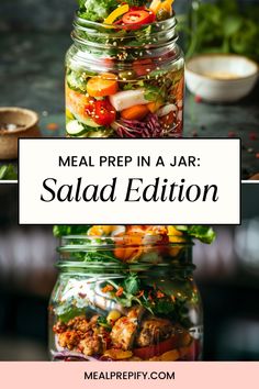 salad in a jar with the title meal prep in a jar salad edition on top