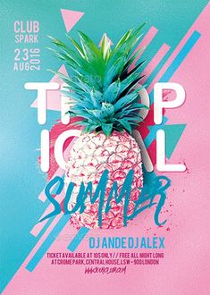 a poster with a pineapple on it for a summer party in the park or club