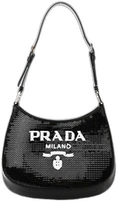 Luxury Black Sequined Bags, Designer Sequined Evening Bags, Designer Evening Bag With Sequins, Designer Evening Bags With Sequins, Evening Bags With Embroidered Logo, Prada Handbag, Prada Handbags, Shoulder Bag Black, Prada