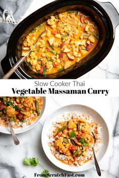 slow cooker thai vegetable massaman curry is an easy and delicious side dish that's ready in less than 30 minutes