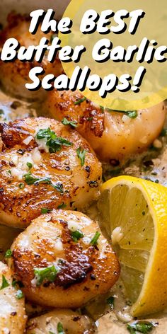 the best butter garlic scallops with lemon and parsley