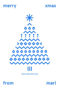 a blue christmas tree with the words merry xmas